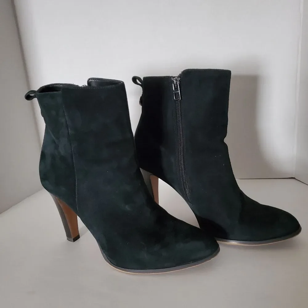 Coach Jemma Black Suede Heeled Ankle Boots Size 9.5